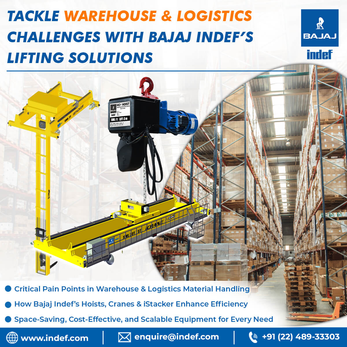Tackle Warehouse & Logistics Sector Material Handling Challenges Head On with Bajaj Indef